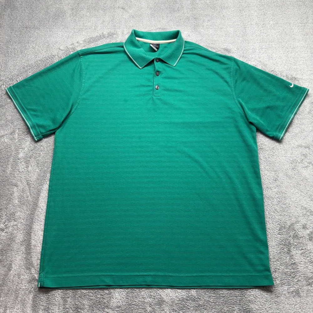 Nike Golf Polo Shirt Men XXL Green Good Dri-FIT Short Sleeve Textured
